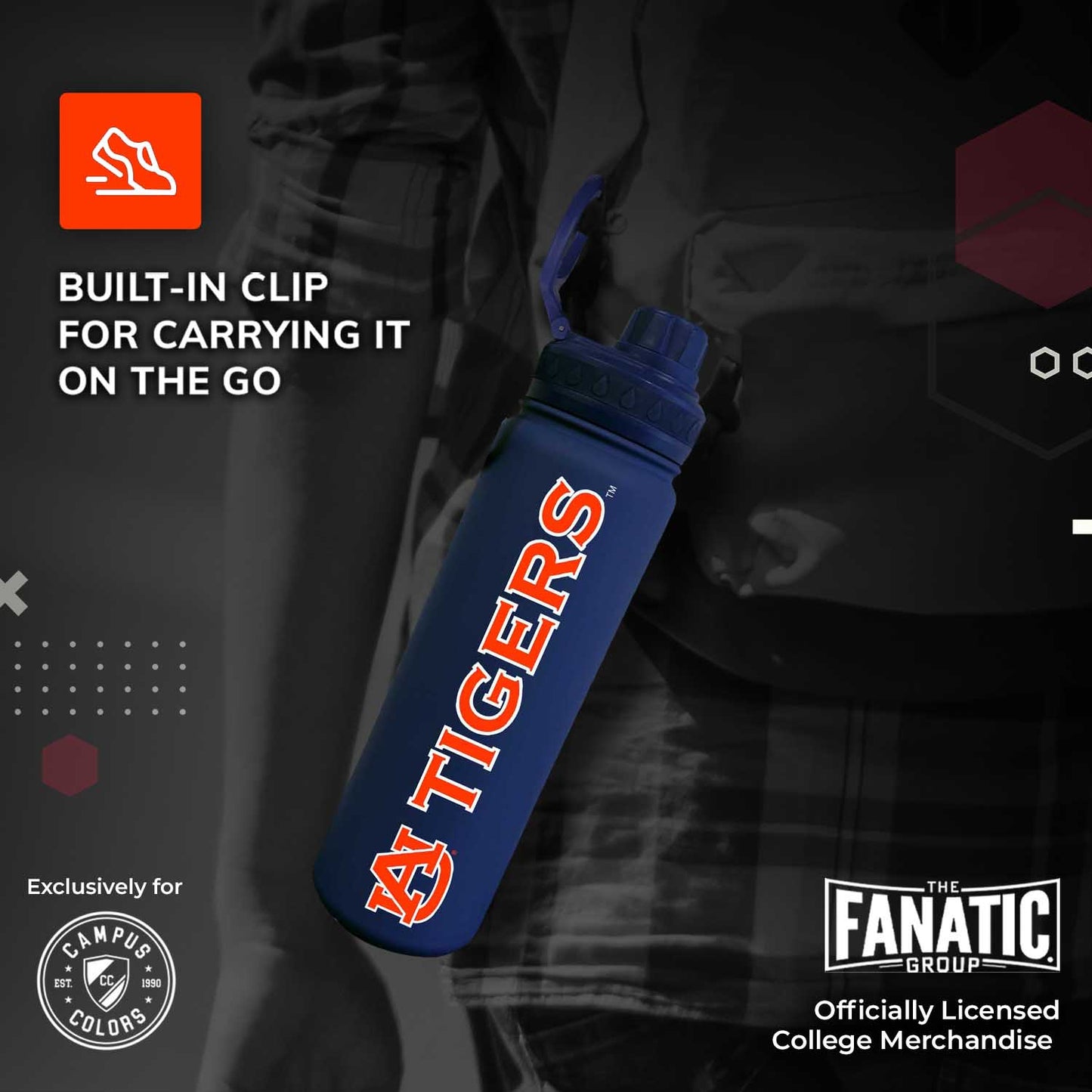Auburn Tigers NCAA Stainless Steel Water Bottle - Navy