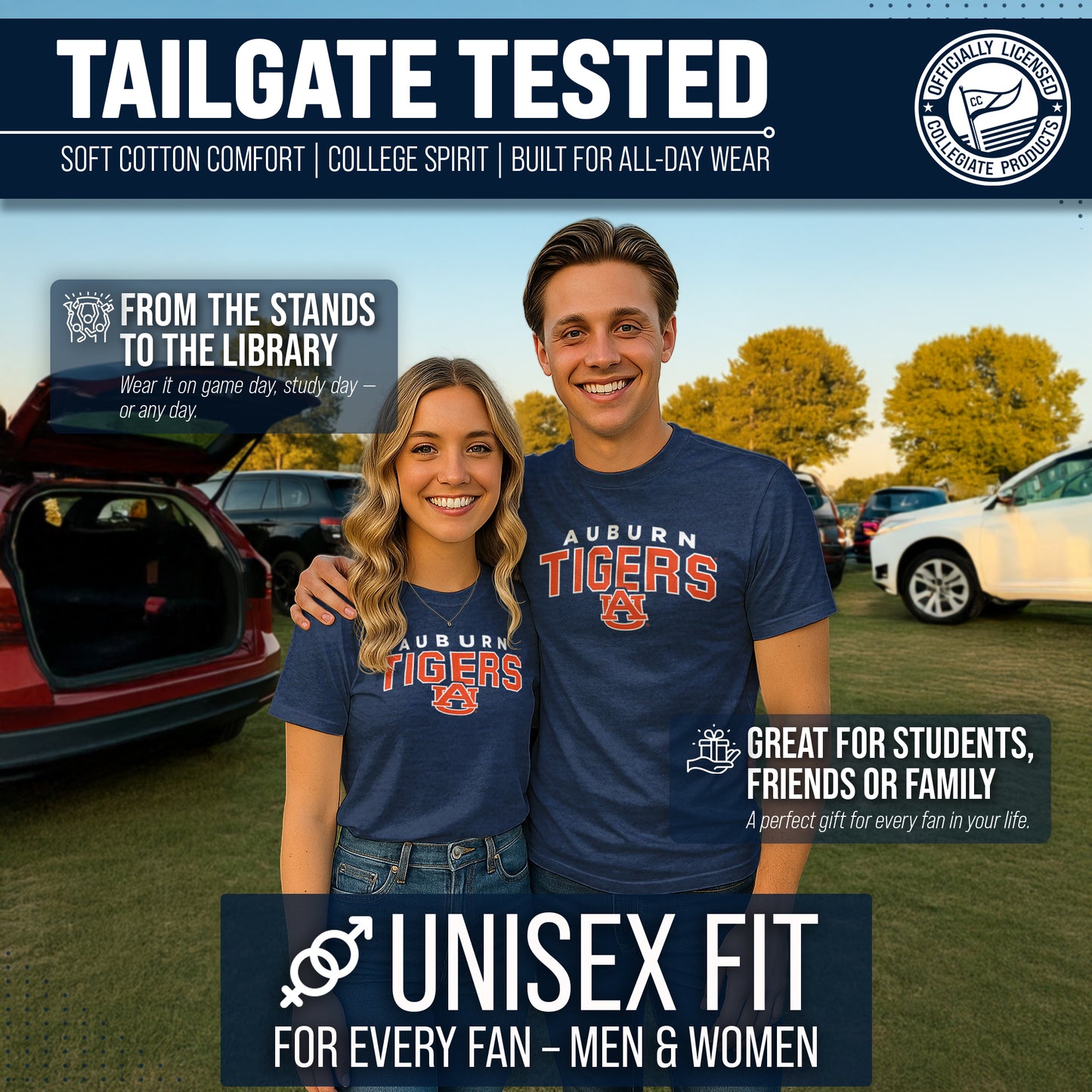 Auburn Tigers NCAA Adult Unisex Starting Fresh T-Shirt - Navy Heather