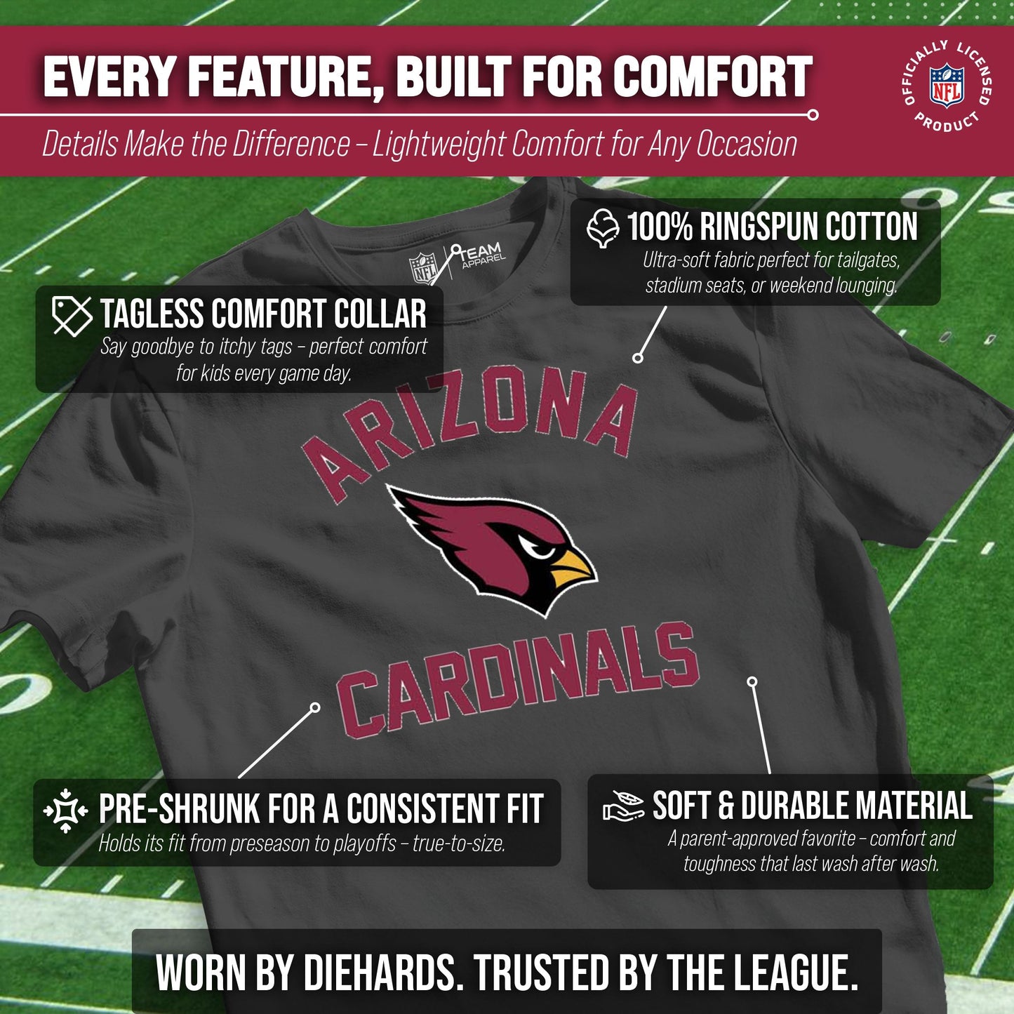 Arizona Cardinals NFL Youth Gameday Football T-Shirt - Charcoal