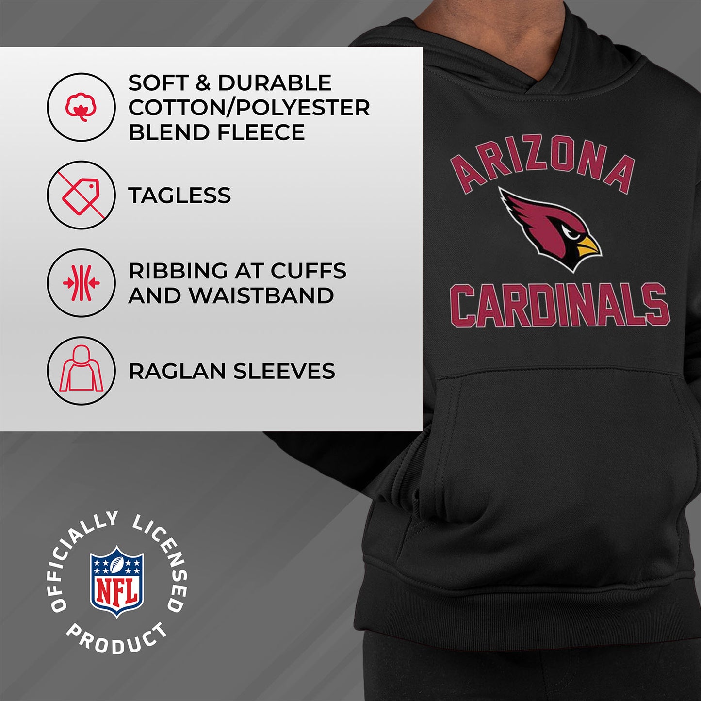 Arizona Cardinals NFL Youth Gameday Hooded Sweatshirt - Black