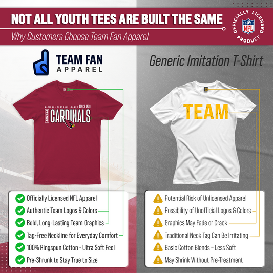 Arizona Cardinals NFL Youth Modern Endzone Football T-Shirt Unisex Tag Free Comfortable - Cardinal