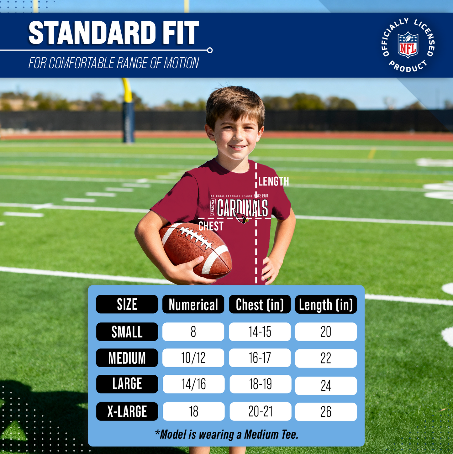 Arizona Cardinals NFL Youth Modern Endzone Football T-Shirt Unisex Tag Free Comfortable - Cardinal