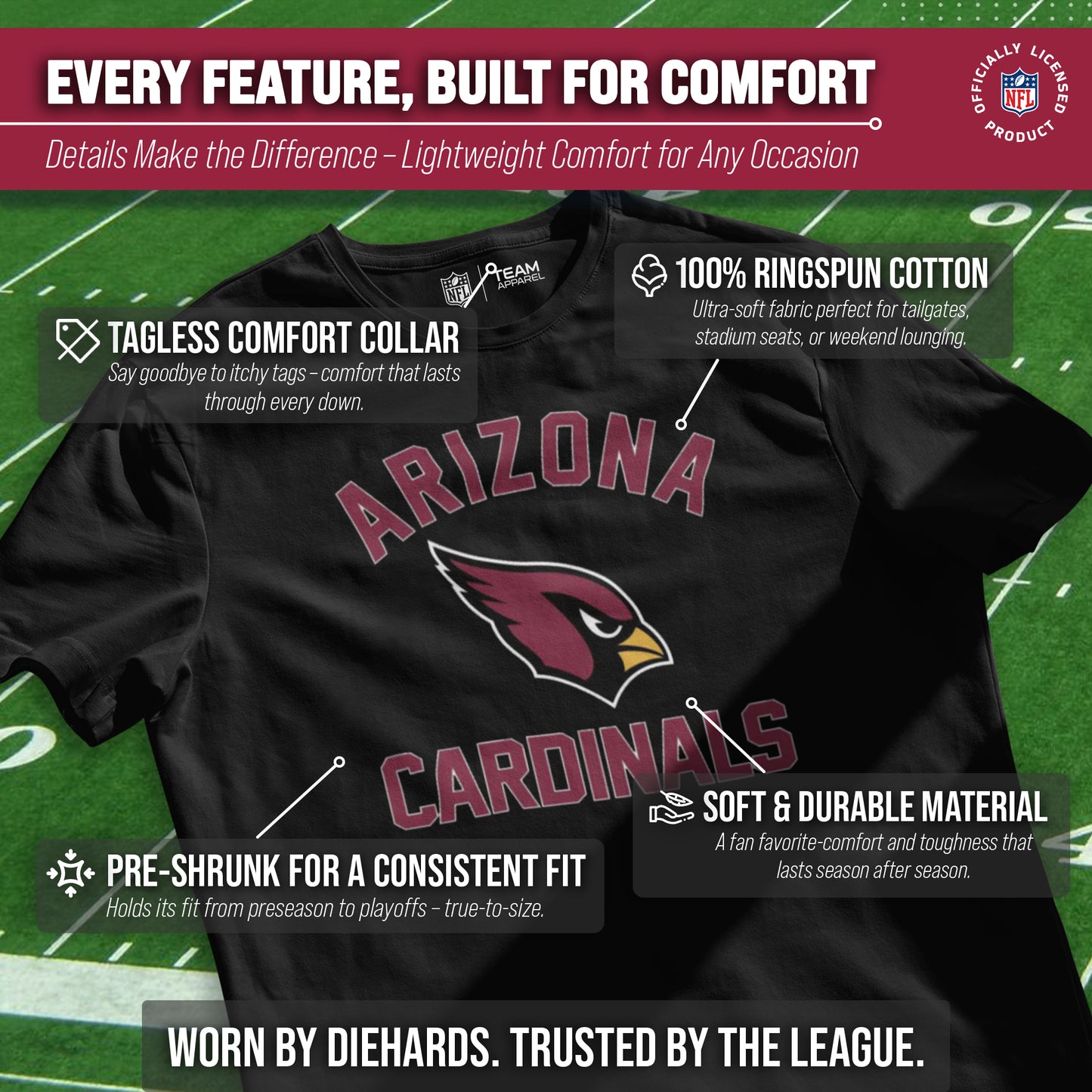 Arizona Cardinals NFL Adult Gameday T-Shirt - Black