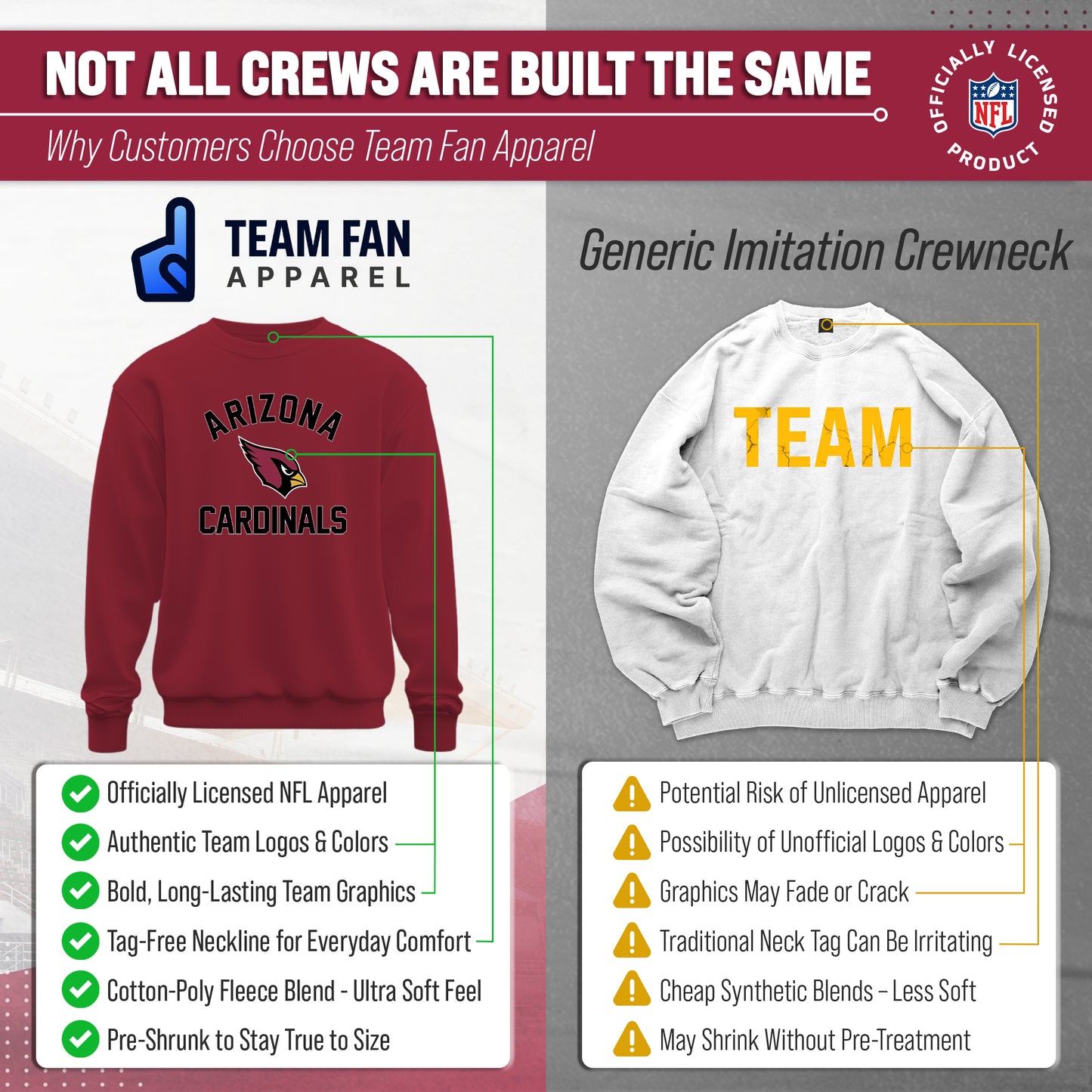 Arizona Cardinals NFL Adult Gameday Football Crewneck Sweatshirt - Cardinal