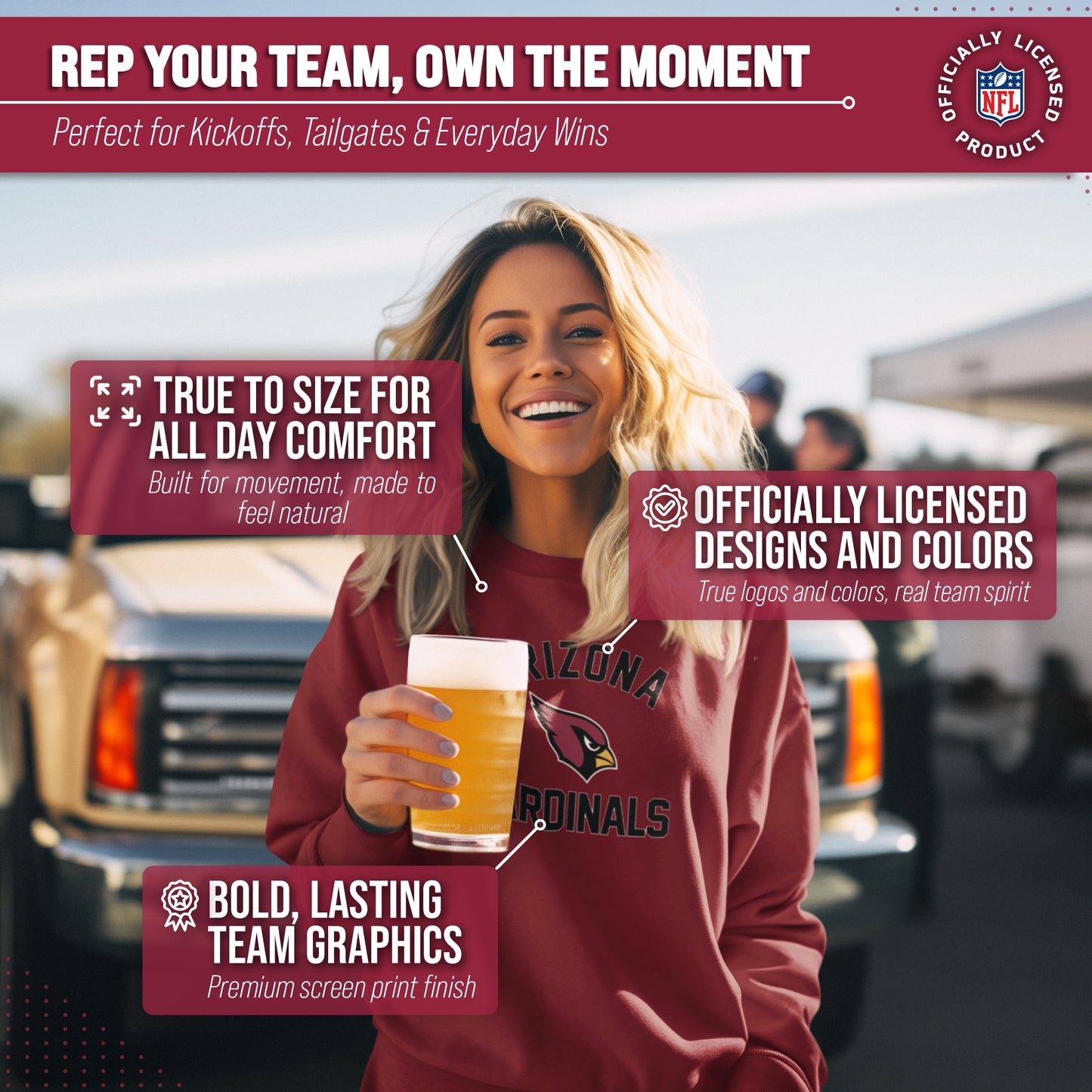 Arizona Cardinals NFL Adult Gameday Football Crewneck Sweatshirt - Cardinal