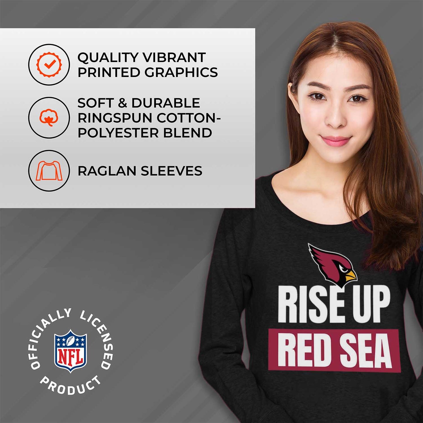 Arizona Cardinals NFL Womens Plus Size Team Slogan Crew Neck - Black