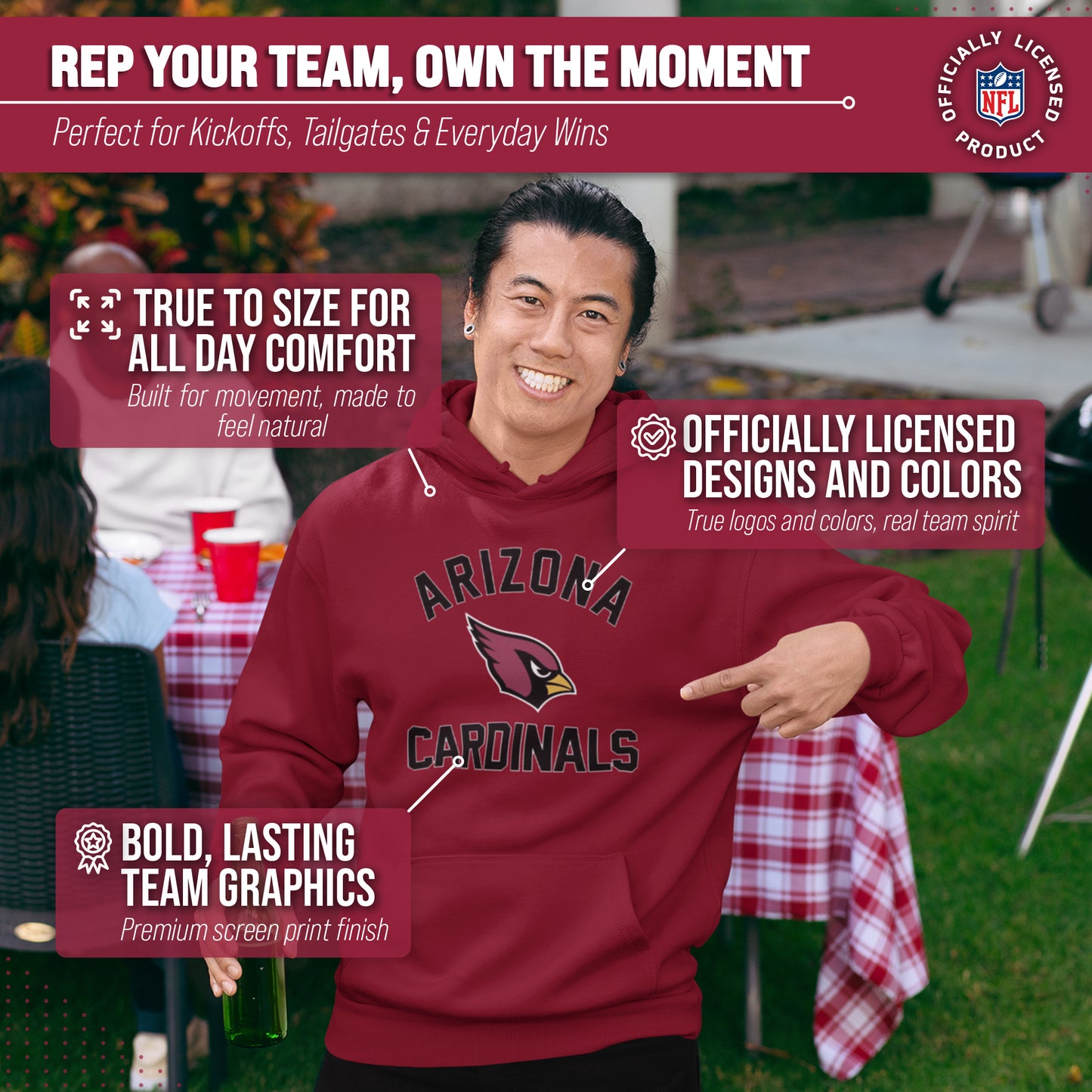 Arizona Cardinals NFL Adult Gameday Hooded Sweatshirt - Cardinal
