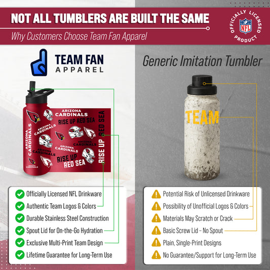 Arizona Cardinals NFL 34oz Quencher Stainless Steel Insulated Water Bottle - Cardinal