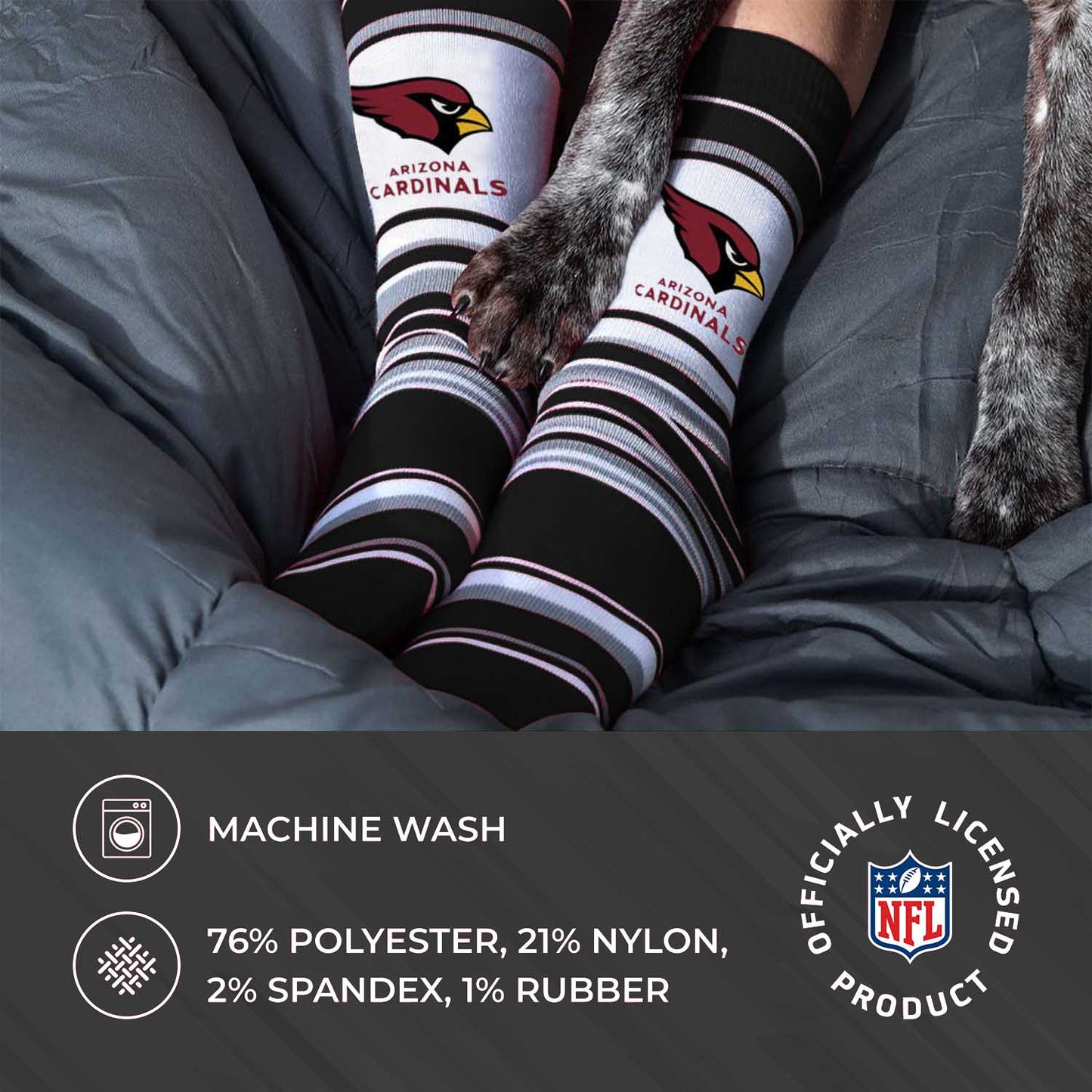 Arizona Cardinals NFL Adult Striped Dress Socks - Black