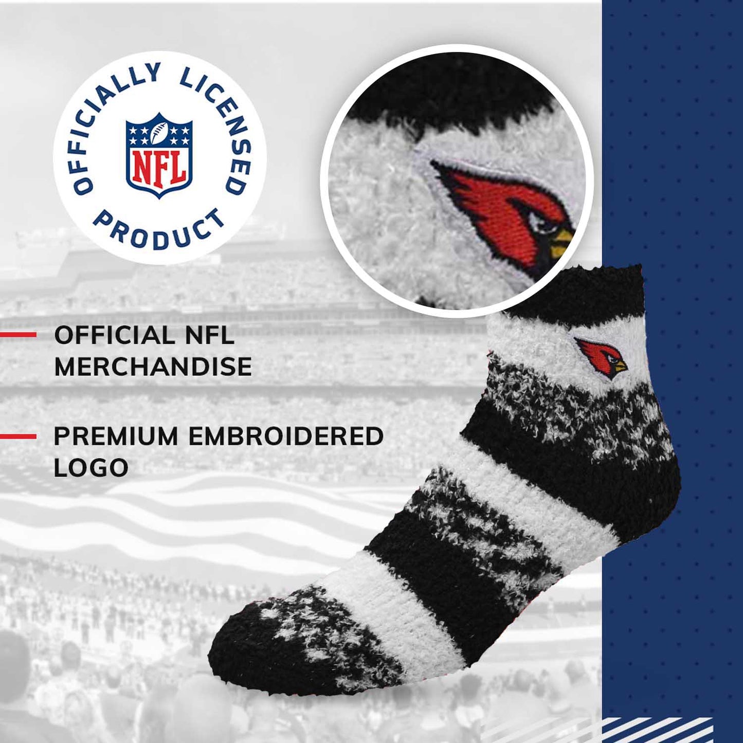 Arizona Cardinals NFL Cozy Soft Slipper Socks - Black