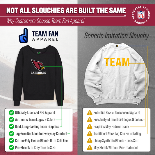 Arizona Cardinals Women's NFL Ultimate Fan Logo Slouchy Crewneck -Tagless Fleece Lightweight Pullover - Charcoal