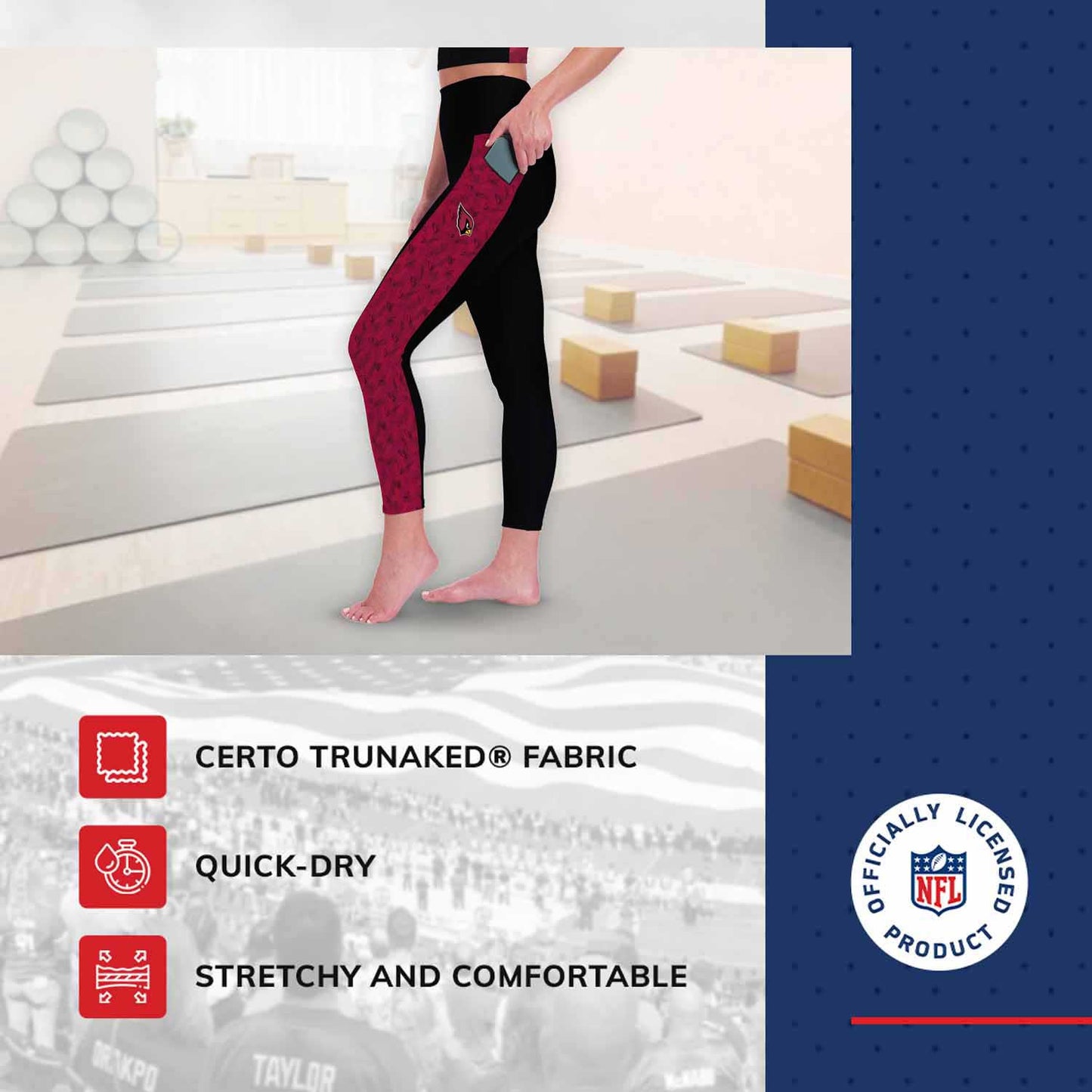 Arizona Cardinals NFL High Waisted Leggings for Women - Black