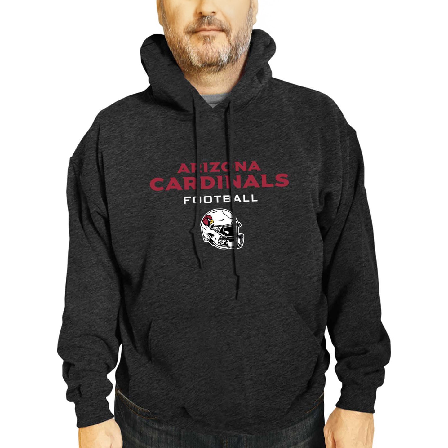 Arizona Cardinals Adult NFL Football Helmet Heather Hooded Sweatshirt  - Charcoal