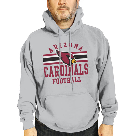 Arizona Cardinals NFL Team Stripe Hooded Sweatshirt- Soft Pullover Sports Hoodie For Men & Women - Sport Gray