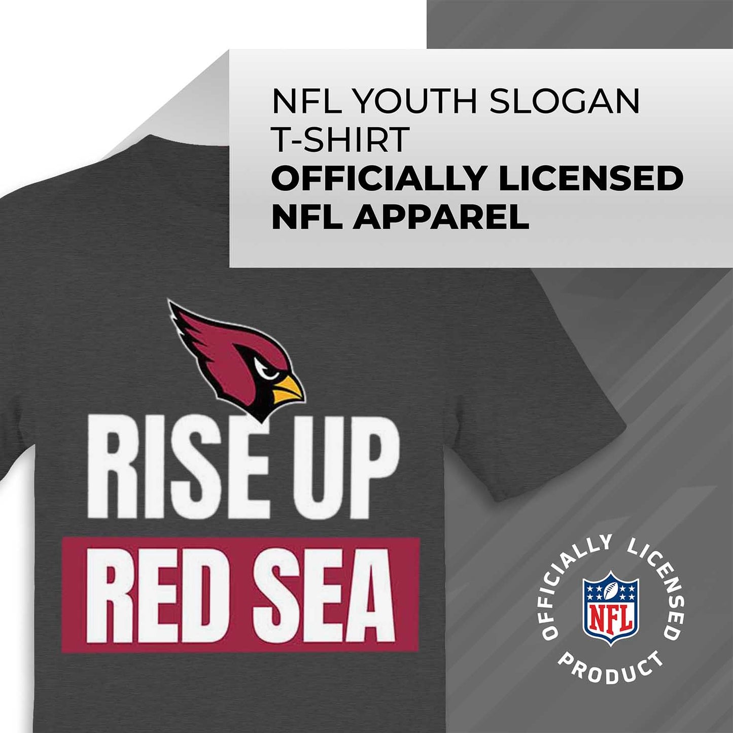 Arizona Cardinals NFL Youth Team Slogan Short Sleeve Lightweight T Shirt - Charcoal