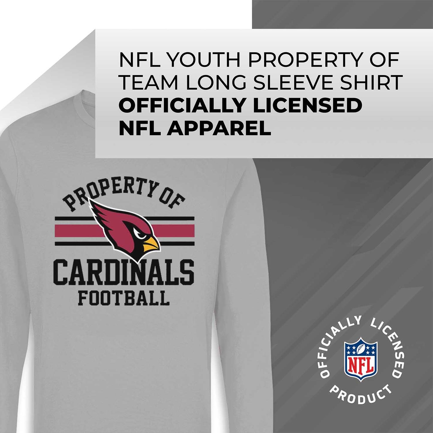 Arizona Cardinals NFL Youth Property Of Long Sleeve Lightweight T Shirt - Sport Gray