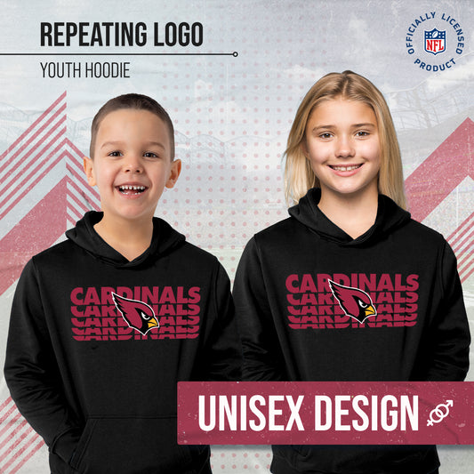 Arizona Cardinals NFL Youth Repeating Logo Football Fleece Hooded Sweatshirt - Black