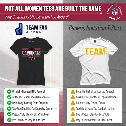Arizona Cardinals NFL Women's Team Block Charcoal Tagless T-Shirt - Charcoal