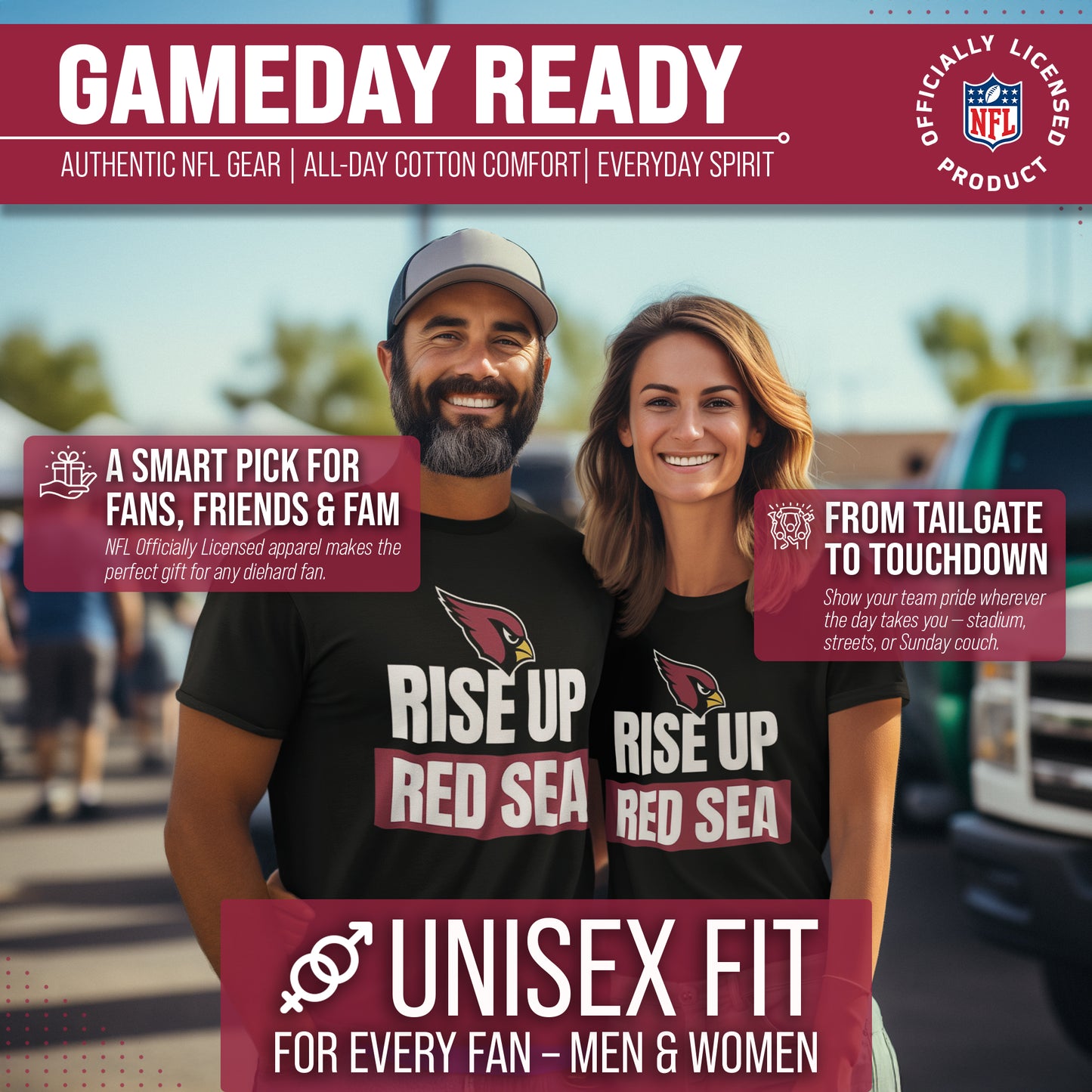 Arizona Cardinals NFL Adult Team Slogan Unisex T-Shirt - Black