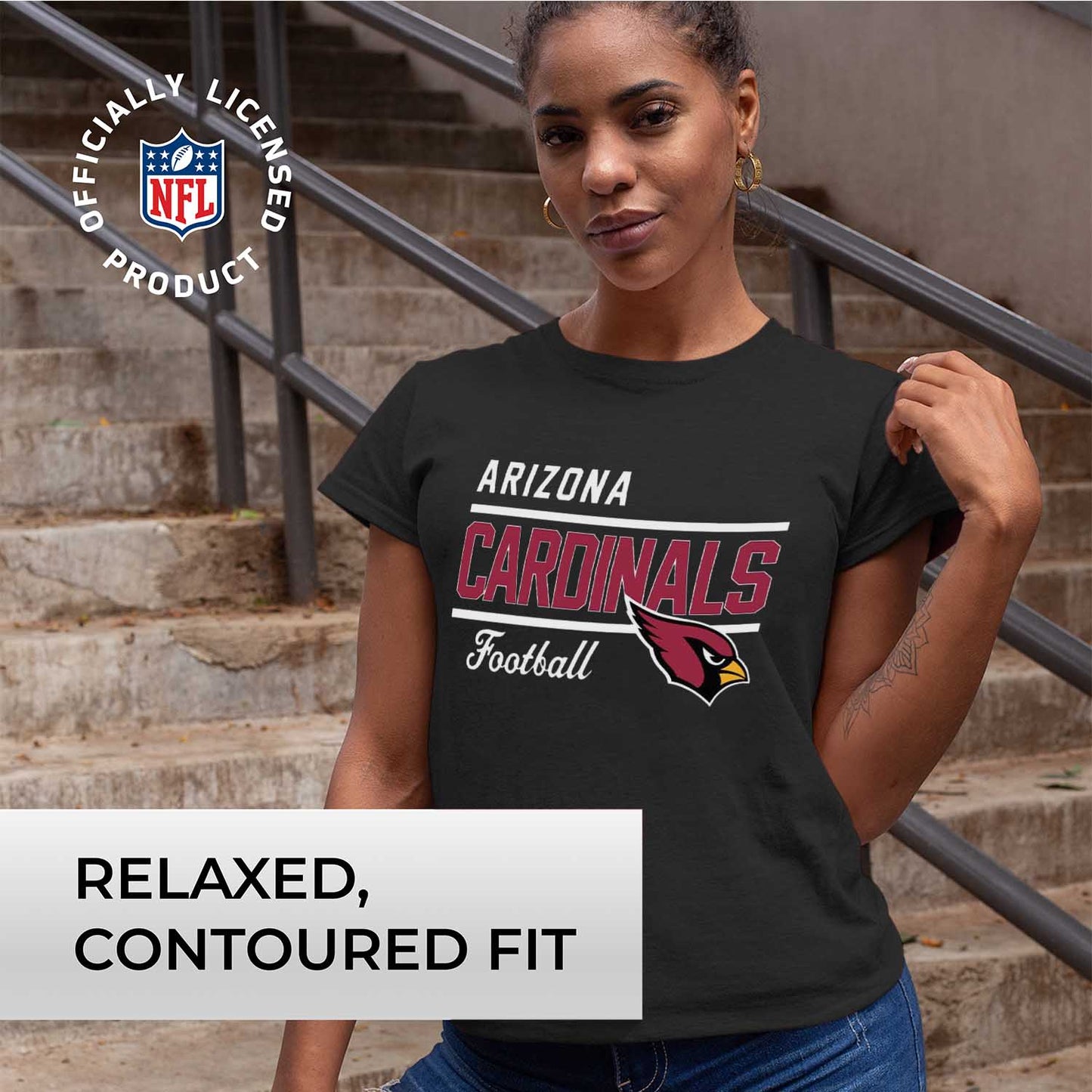 Arizona Cardinals NFL Womens Plus Size Relaxed Fit T-Shirt - Black