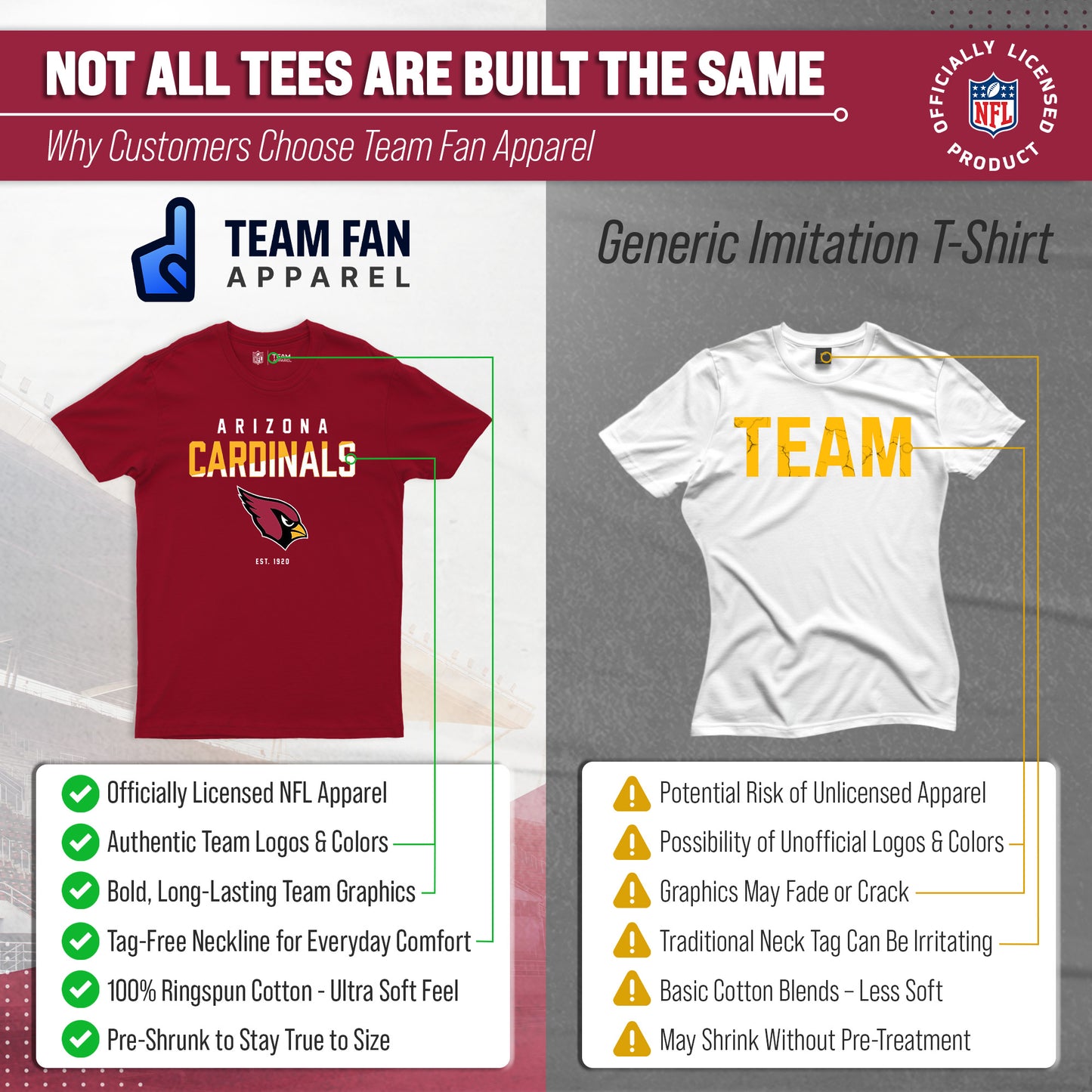 Arizona Cardinals Adult NFL Diagonal Fade Color Block T-Shirt - Cardinal