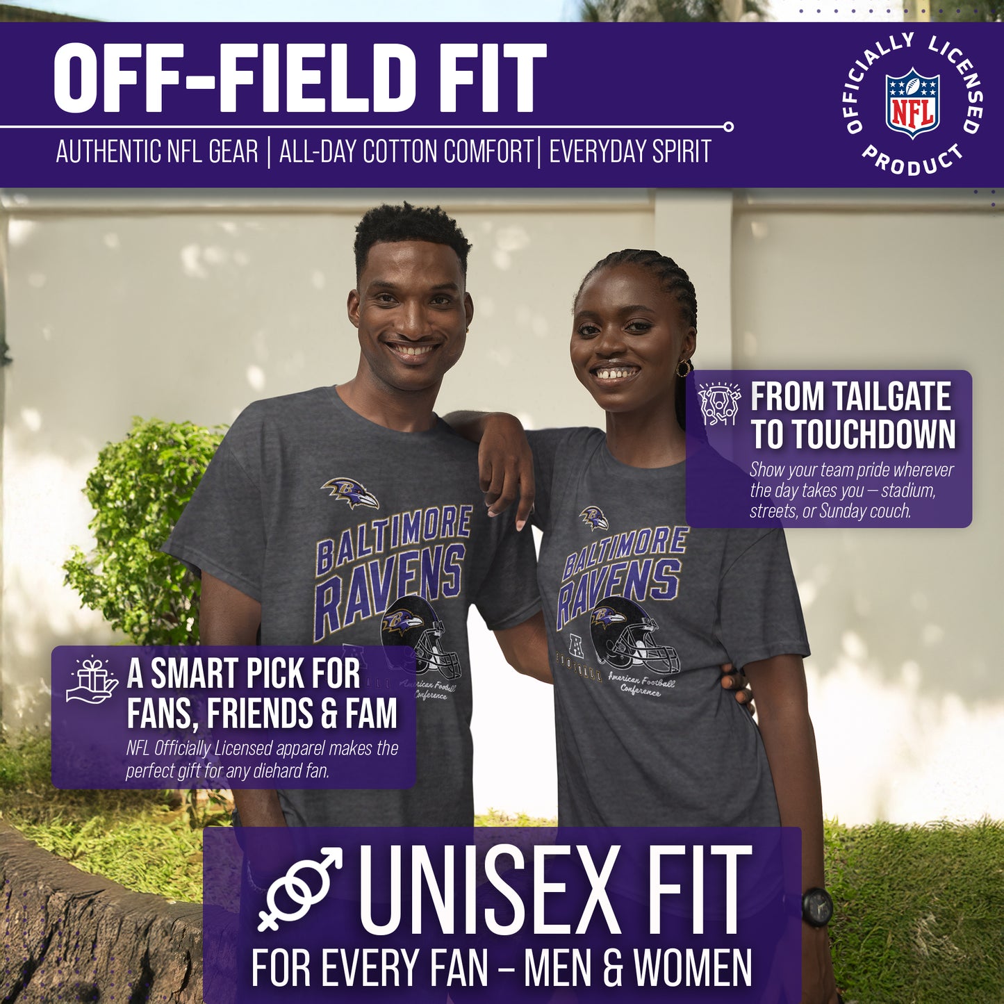 Baltimore Ravens NFL Adult Distressed Helmet Tag-Less T-Shirt - Heather Charcoal