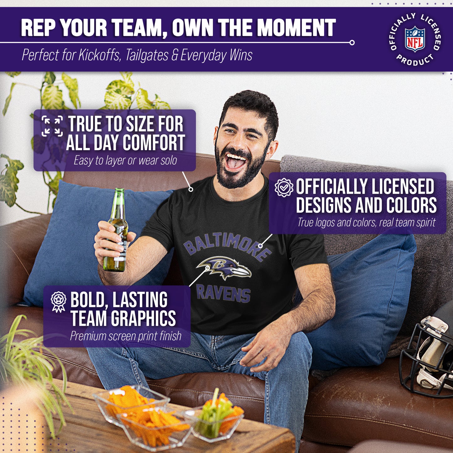 Baltimore Ravens NFL Adult Gameday T-Shirt - Black