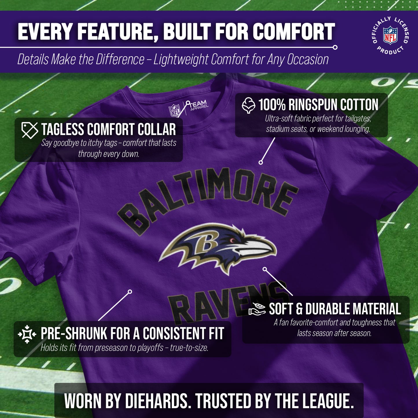 Baltimore Ravens NFL Adult Gameday T-Shirt - Purple