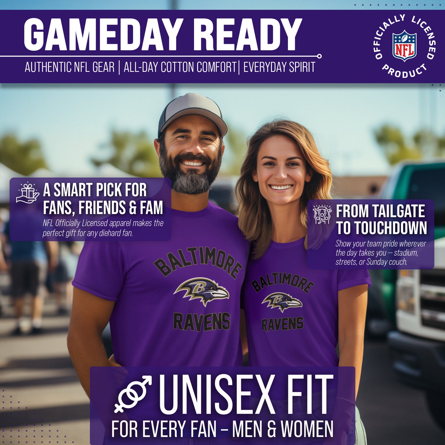 Baltimore Ravens NFL Adult Gameday T-Shirt - Purple