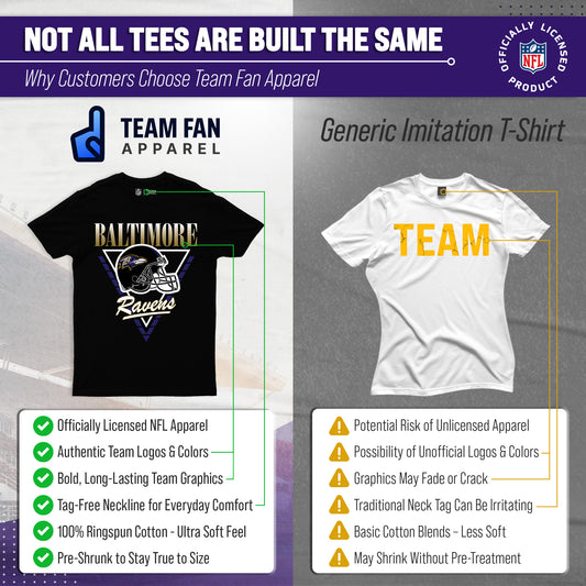 Baltimore Ravens NFL Adult Retro Triangle Unisex T-Shirt - Black