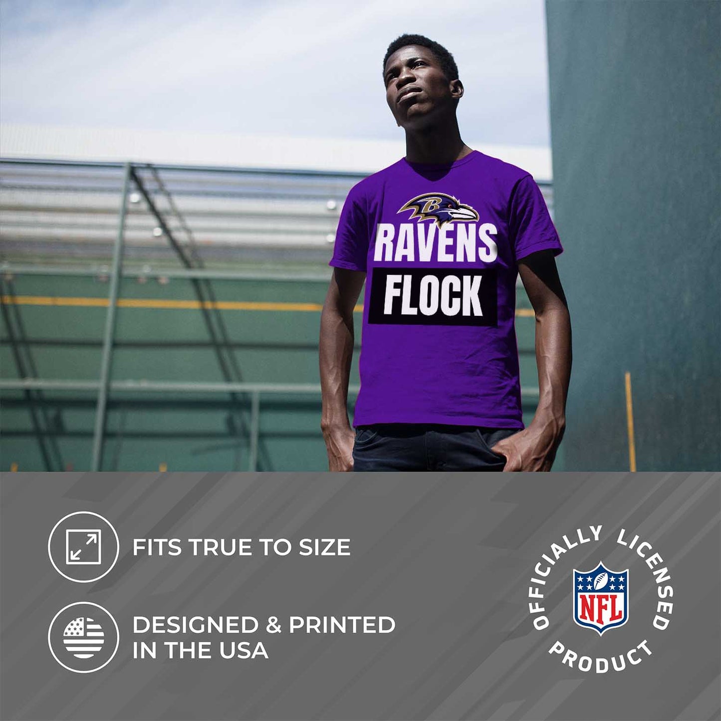 Baltimore Ravens NFL Adult Team Slogan Unisex T-Shirt - Purple