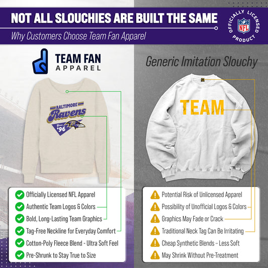 Baltimore Ravens NFL Womens Vintage Charm Slouchy Crewneck - Birch