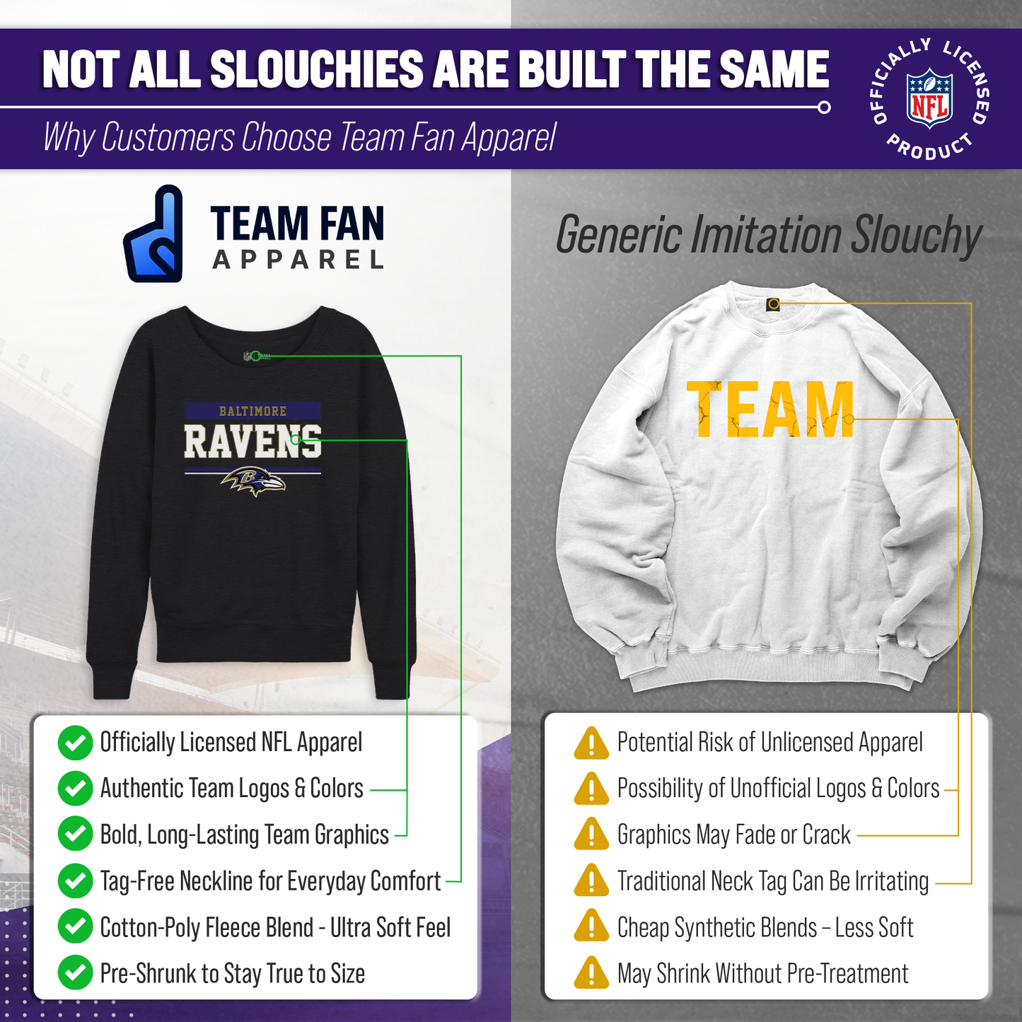 Baltimore Ravens NFL Womens Charcoal Crew Neck Football Apparel - Charcoal