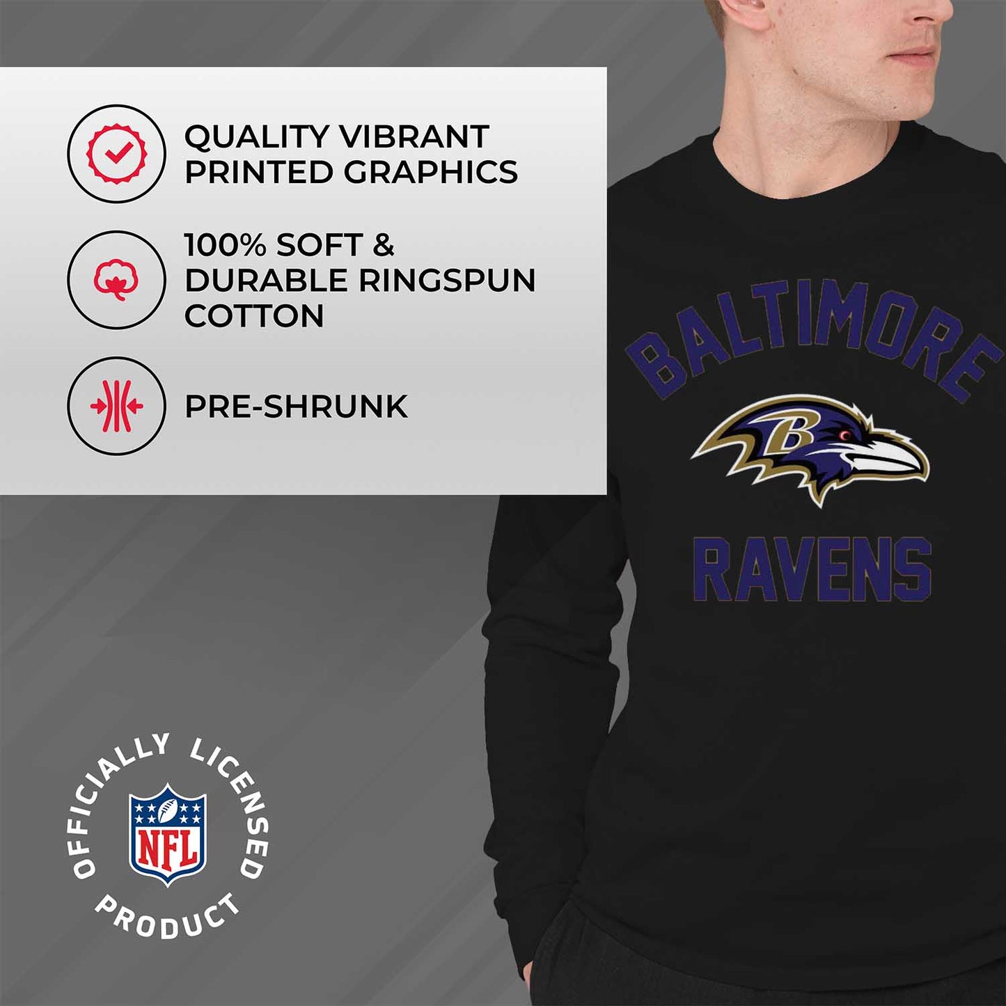 Baltimore Ravens NFL Gameday Adult Long Sleeve Shirt - Black