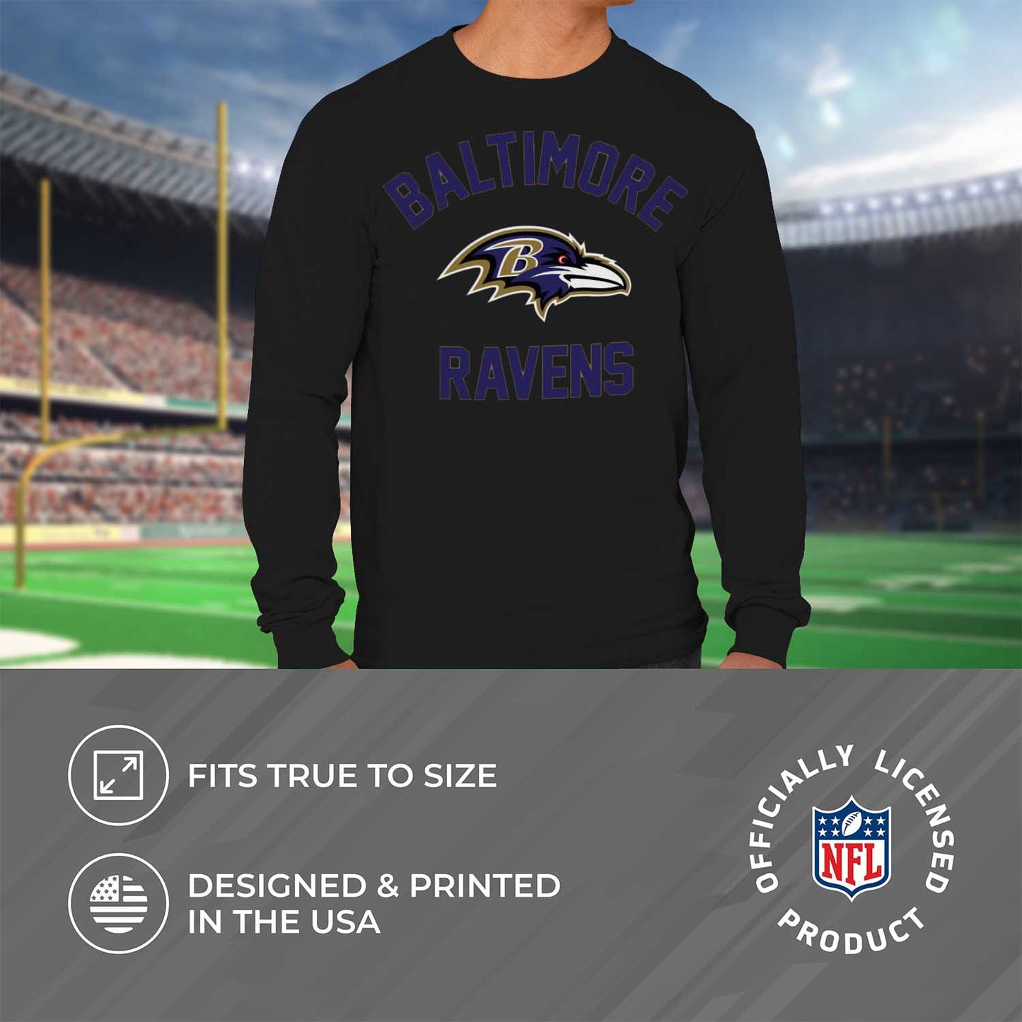 Baltimore Ravens NFL Gameday Adult Long Sleeve Shirt - Black