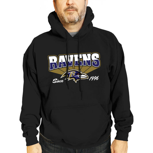 Baltimore Ravens NFL Adult Unisex Vintage Block Ultra Soft Fleece Hooded Sweatshirt - Black