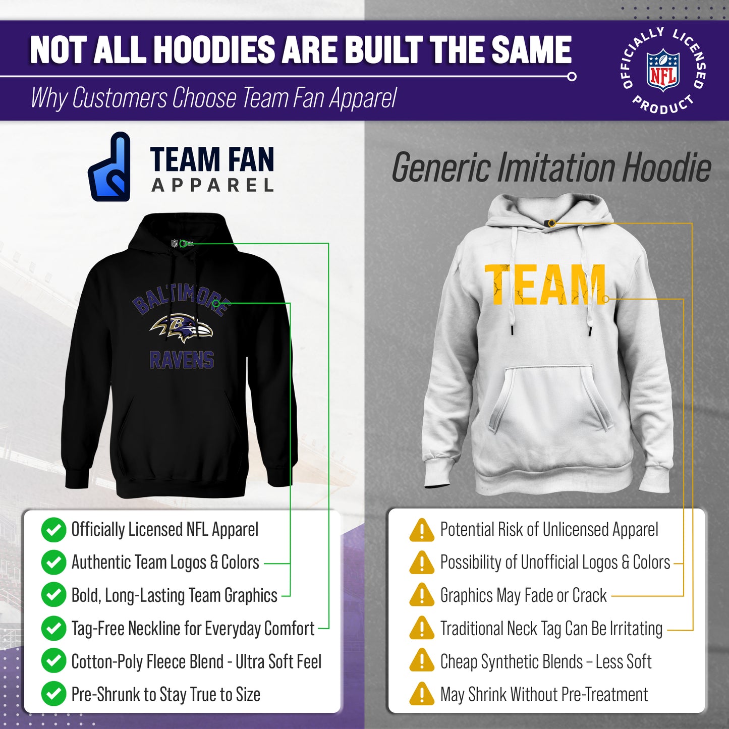 Baltimore Ravens NFL Adult Gameday Hooded Sweatshirt - Black