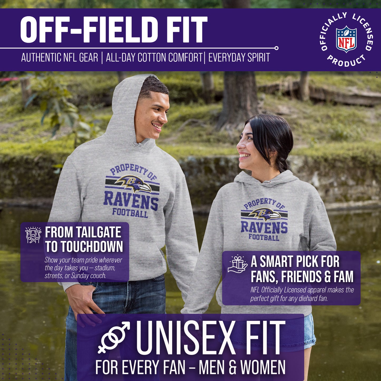 Baltimore Ravens NFL Adult Property Of Hooded Sweatshirt - Sport Gray