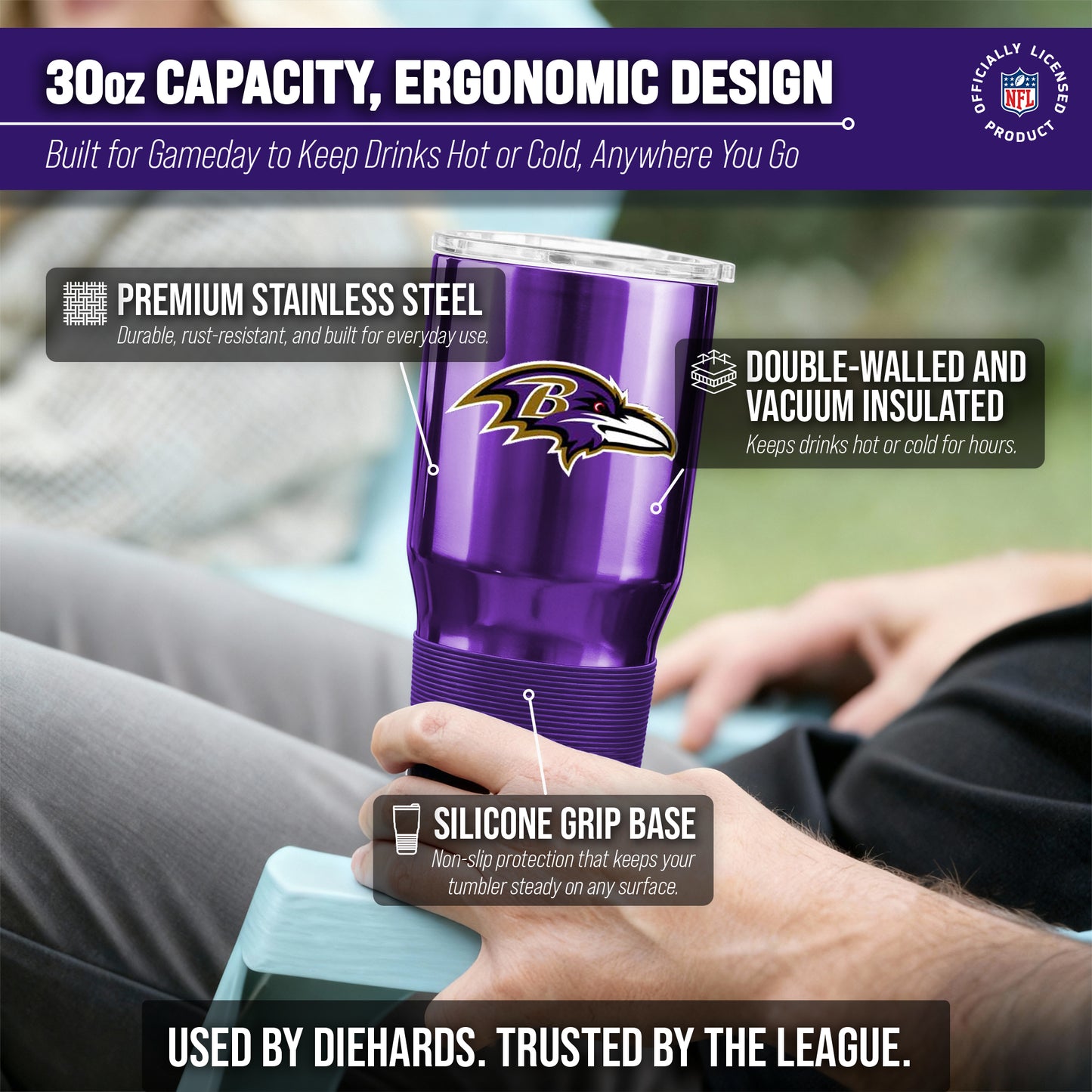 Baltimore Ravens NFL 30oz Gameday Stainless Steel Tumbler - Purple