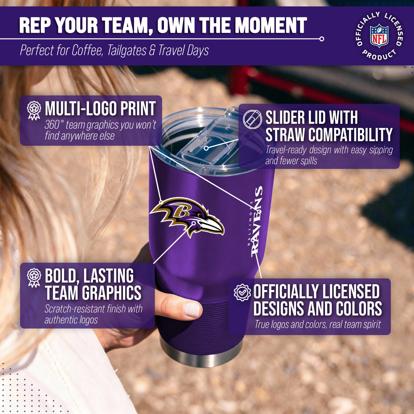 Baltimore Ravens NFL 30oz Gameday Stainless Steel Tumbler - Purple