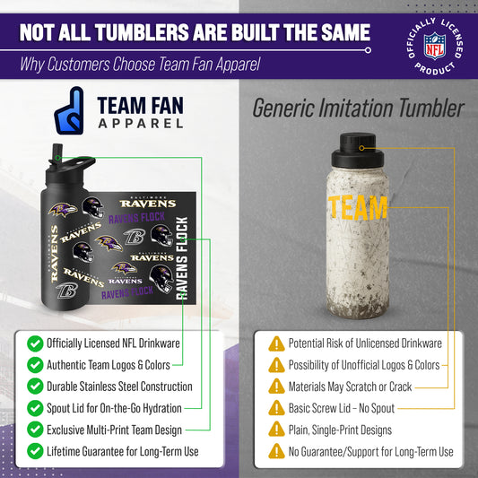 Baltimore Ravens NFL 34Oz Native Quencher Water Bottle - Black