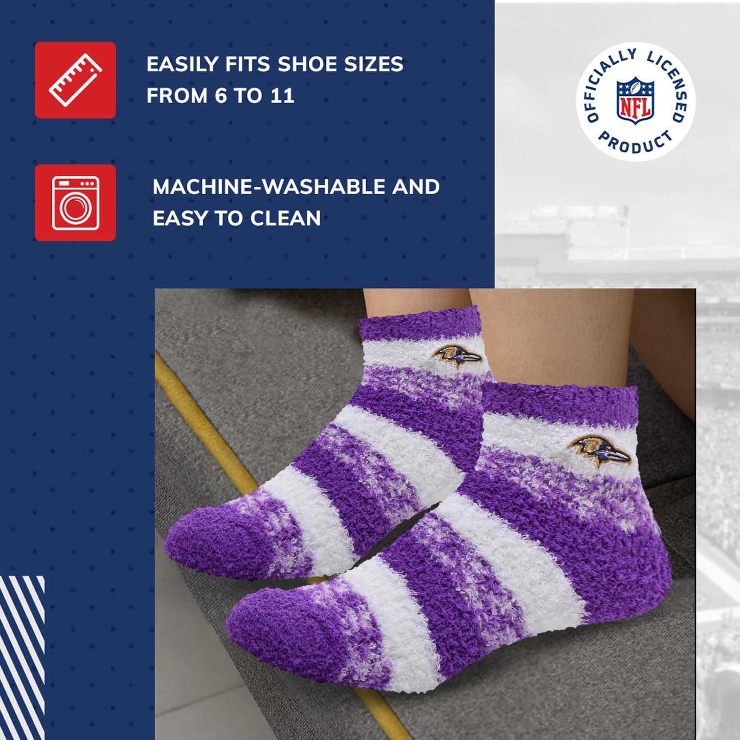 Baltimore Ravens NFL Cozy Soft Slipper Socks - Purple