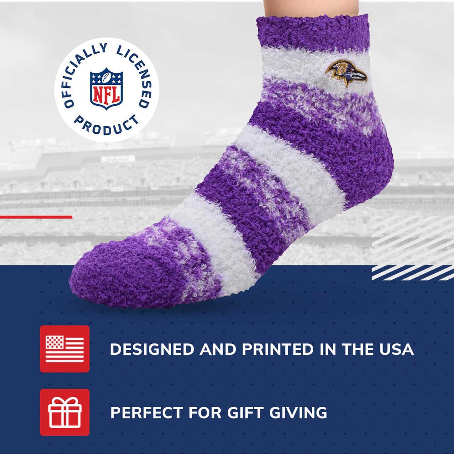 Baltimore Ravens NFL Cozy Soft Slipper Socks - Purple