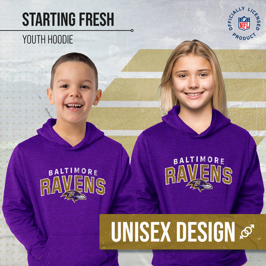 Baltimore Ravens NFL Youth Starting Fresh Hoodie- Pro Football Sweatshirt for Boys and Girls - Purple