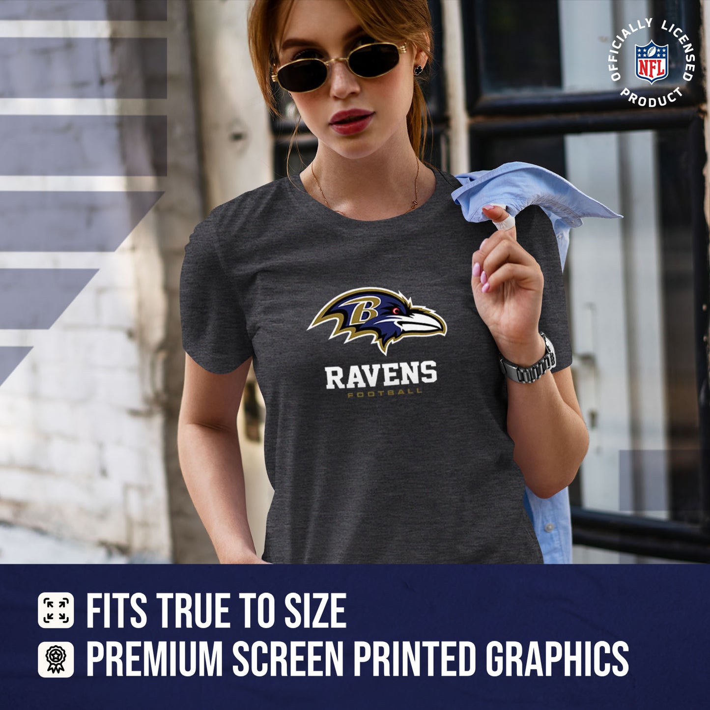 Baltimore Ravens Women's NFL Ultimate Fan Logo Short Sleeve T-Shirt - Black