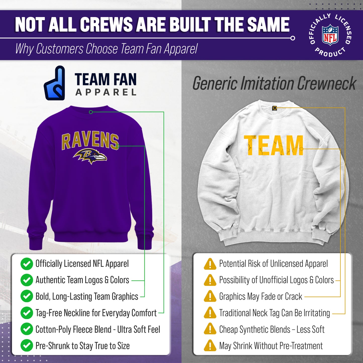 Baltimore Ravens NFL Home Team Crew - Purple
