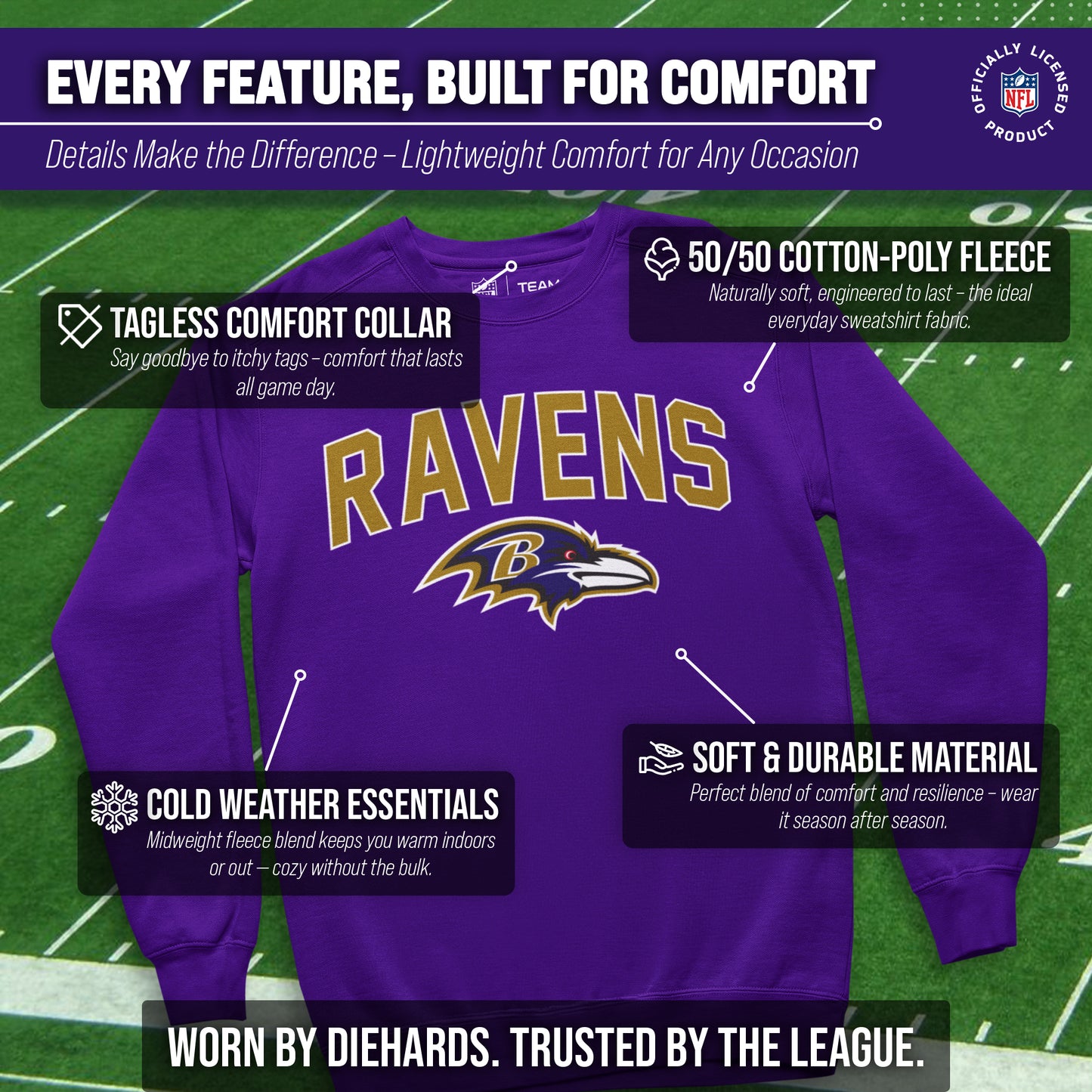 Baltimore Ravens NFL Home Team Crew - Purple
