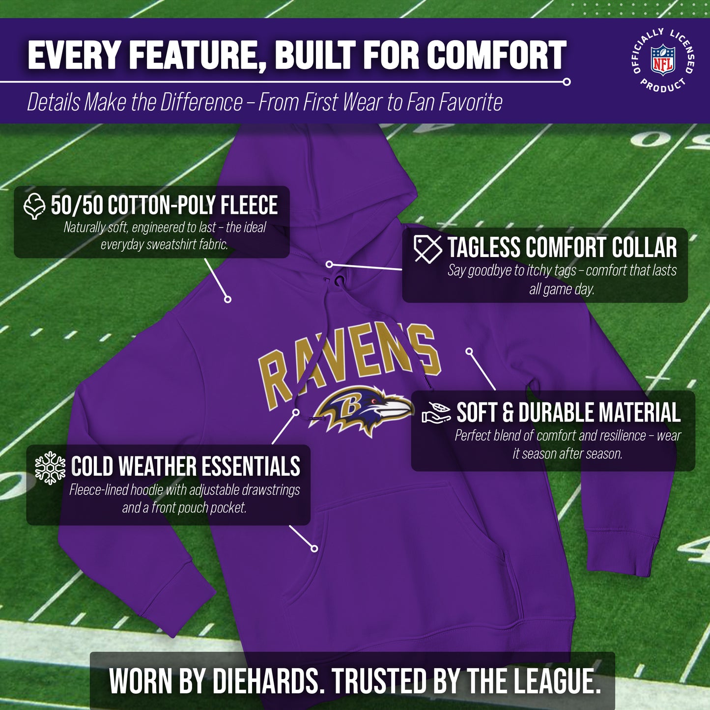 Baltimore Ravens NFL Home Team Hoodie - Purple
