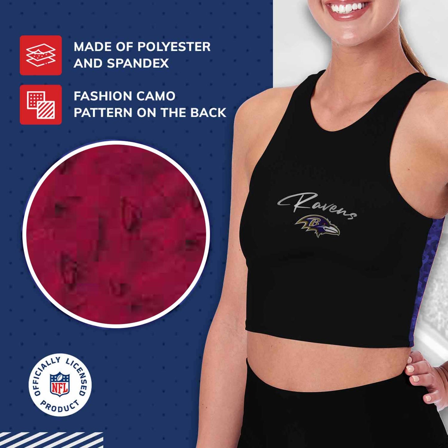 Baltimore Ravens NFL Women's Sports Bra Activewear - Black