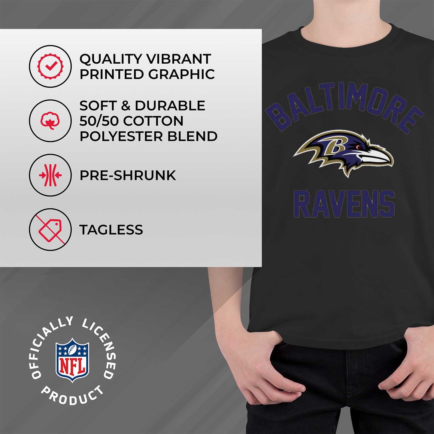 Baltimore Ravens NFL Youth Gameday Football T-Shirt - Black